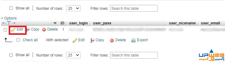 آموزش تغییر رمز عبور وردپرس از طریق phpMyAdmin