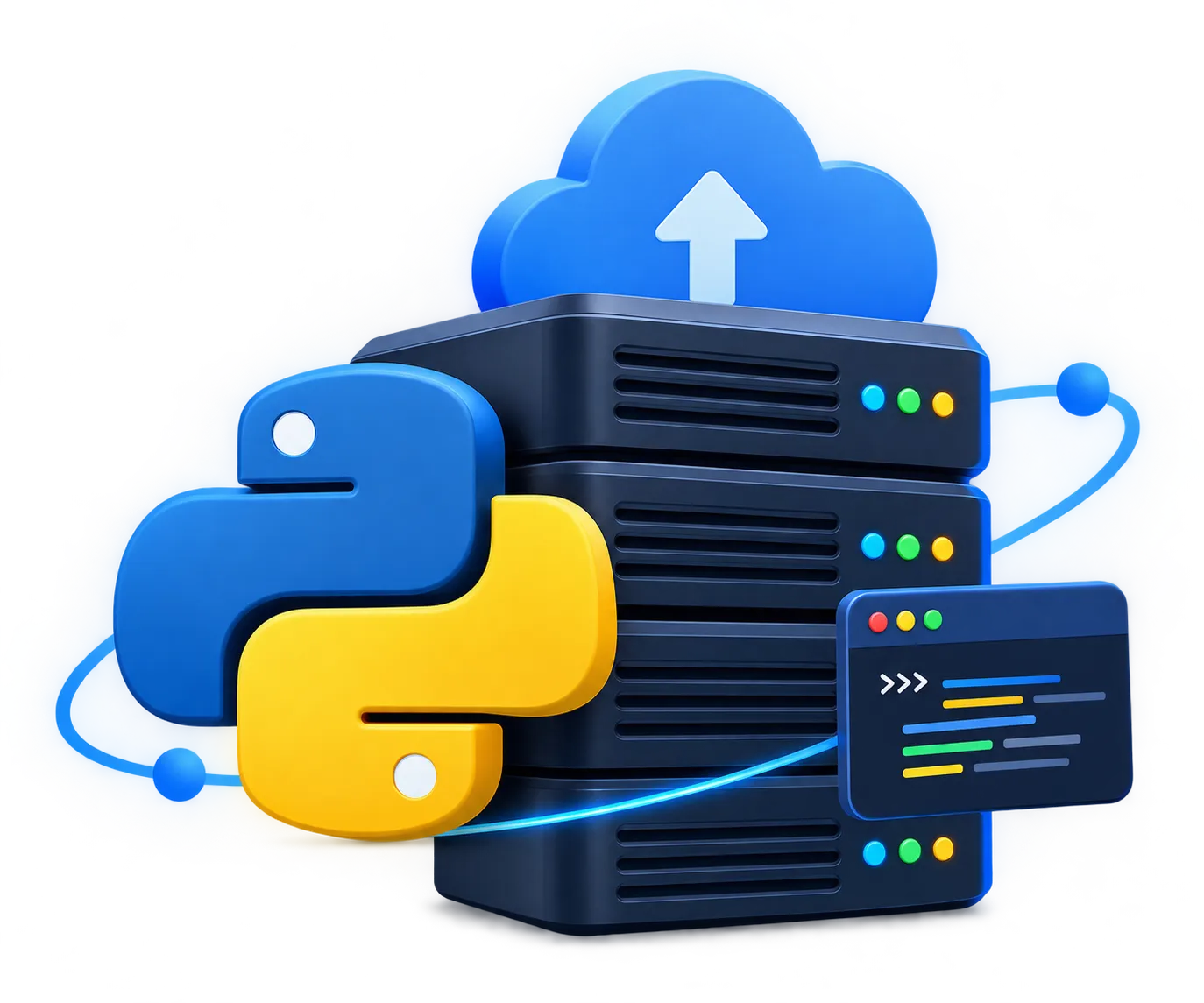 سرور هاست پایتون با لوگوی Python 