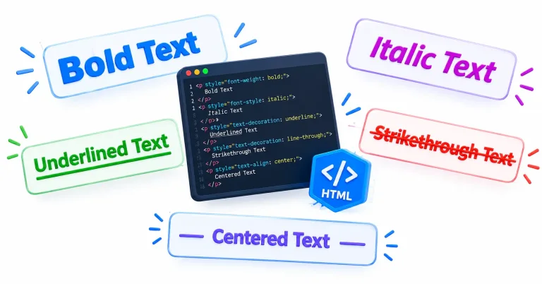 متن ها پر رنگ، حروف کج، زیر خط دار , خط خورده و وسط چین در html
